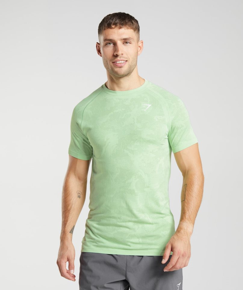Camiseta Gymshark Geo Seamless Hombre Verdes Claro | MX 461AZW